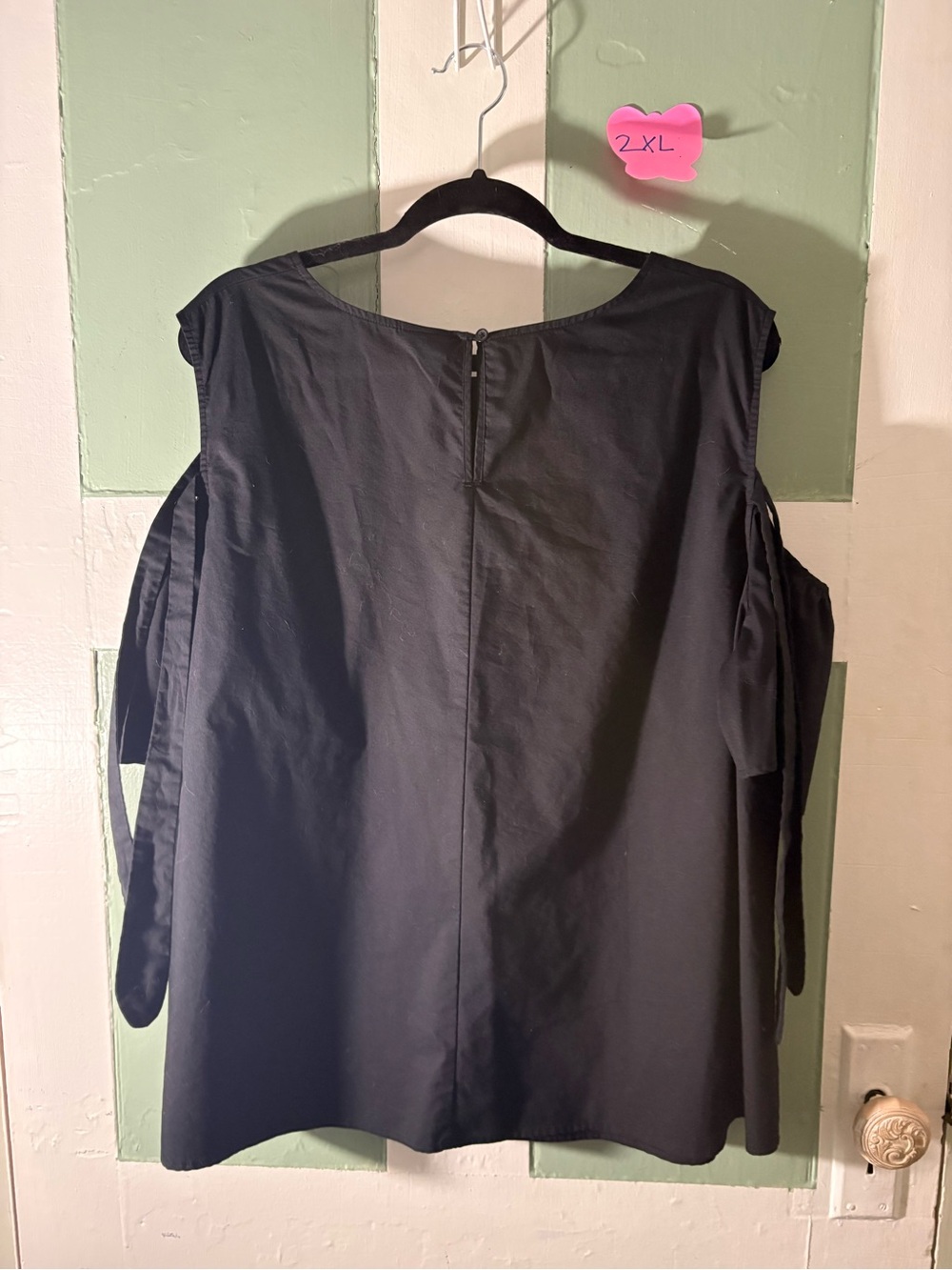 Black Cold-Shoulder Ruffle Blouse - Picture 2 of 2